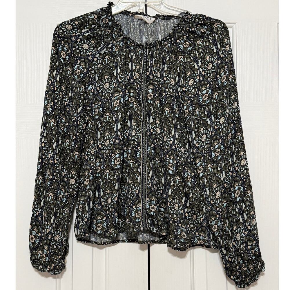 Omika Floral Medallion Print Long Sleeve Blouse, Size S